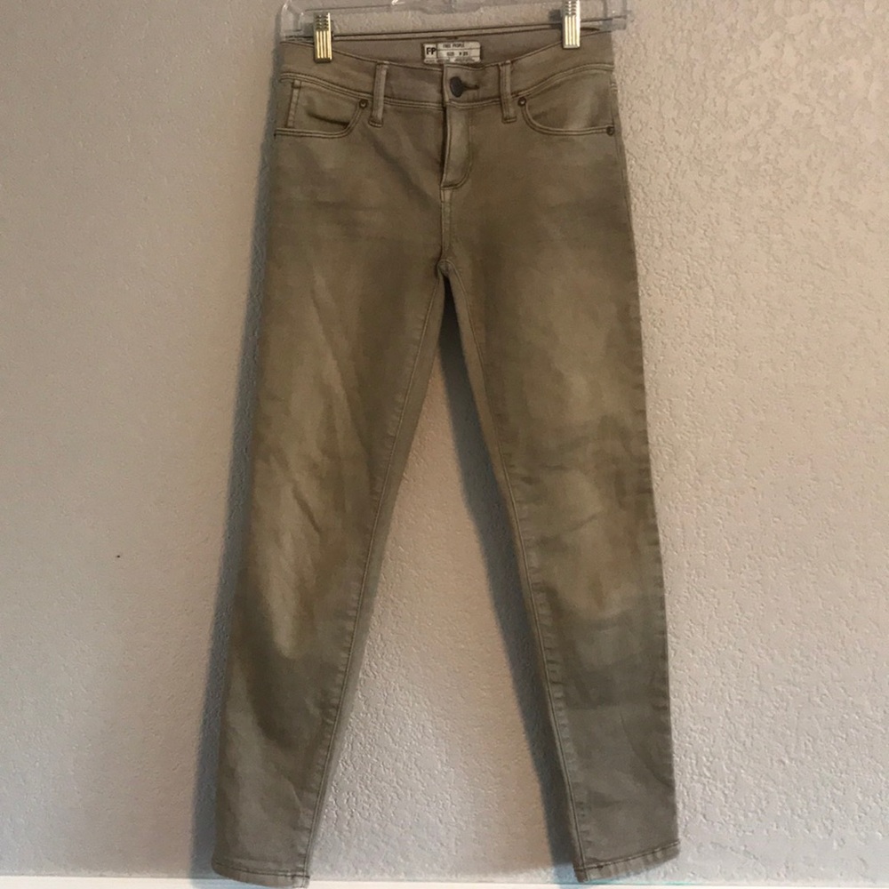 Taupe Free People Cropped Skinny Jeans